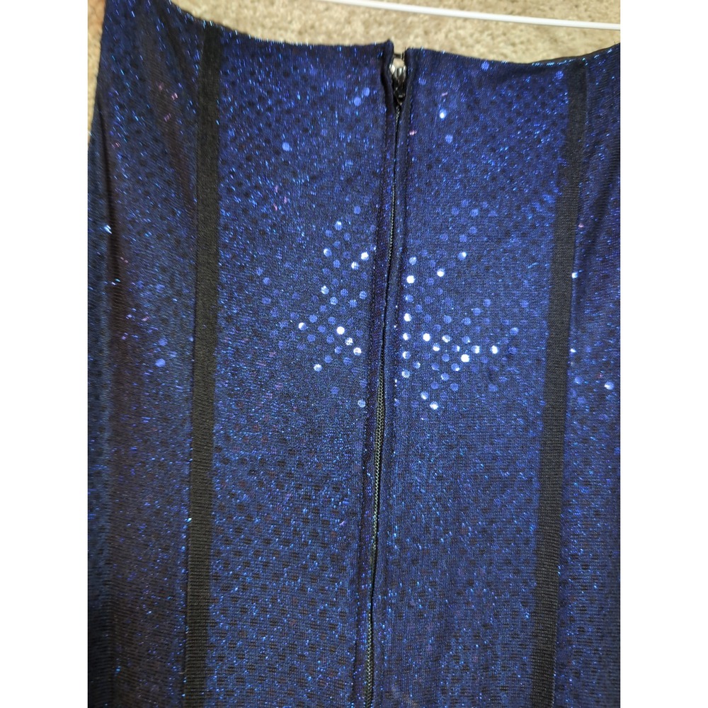 Betsy & Adam Vintage Blue Sequin Gown Rhinestone Strap Formal Dress Size 12 - Picture 10 of 12